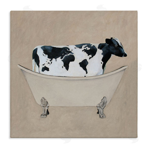 stupell industries Coco de Paris | Rustic Cow Farmhouse Bathroom Tub Wall Art