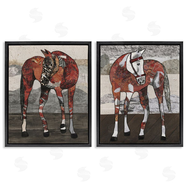 Stupell Industries Coco Good | Abstract Patchwork Horses Wall Art