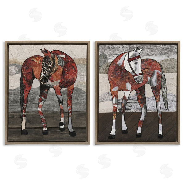 Stupell Industries Coco Good | Abstract Patchwork Horses Wall Art