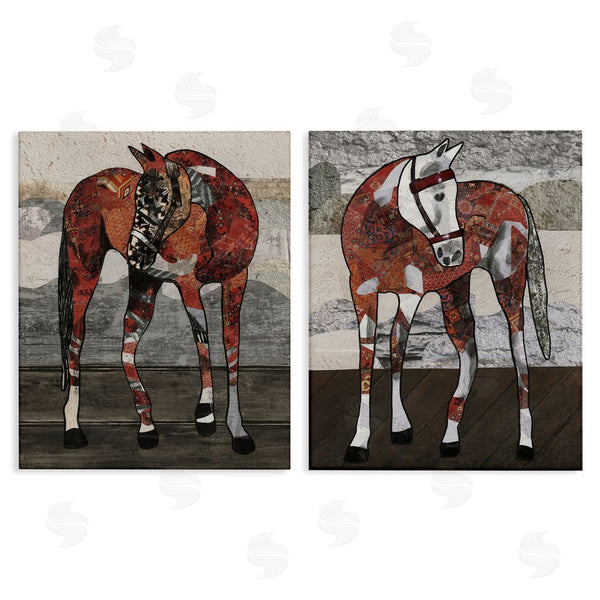 stupell industries Coco Good | Abstract Patchwork Horses Wall Art