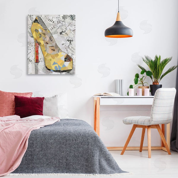 Stupell Industries Coco Good | Collaged Yellow Heel Wall Art
