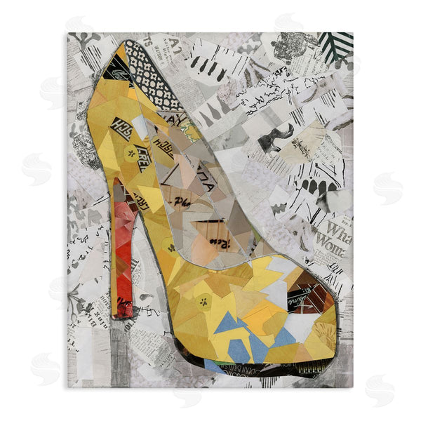 stupell industries Coco Good | Collaged Yellow Heel Wall Art