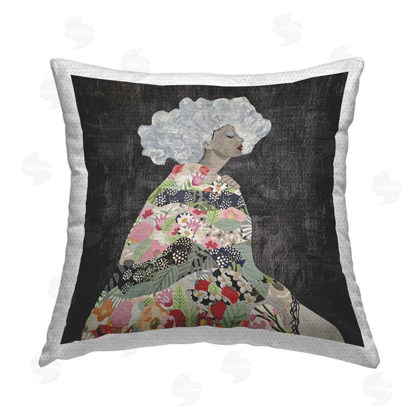 Stupell Industries Coco Good | Floral Dress Woman Printed Throw Pillow