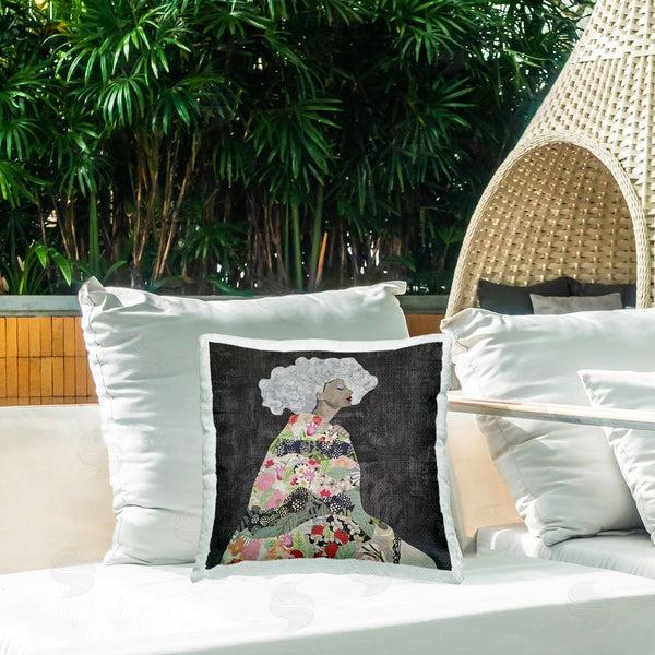 Stupell Industries Coco Good | Floral Dress Woman Printed Throw Pillow