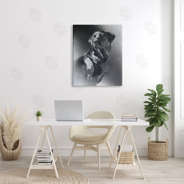 Stupell Industries Cole Johnson | Charcoal Pencil Labrador Dog Portrait Vintage Pet Wall Art