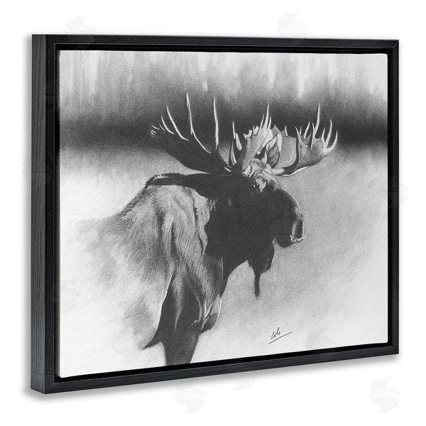 Stupell Industries Cole Johnson | Moose In Rustic Forest Realistic Pencil Drawing Wall Art