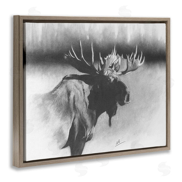 Stupell Industries Cole Johnson | Moose In Rustic Forest Realistic Pencil Drawing Wall Art