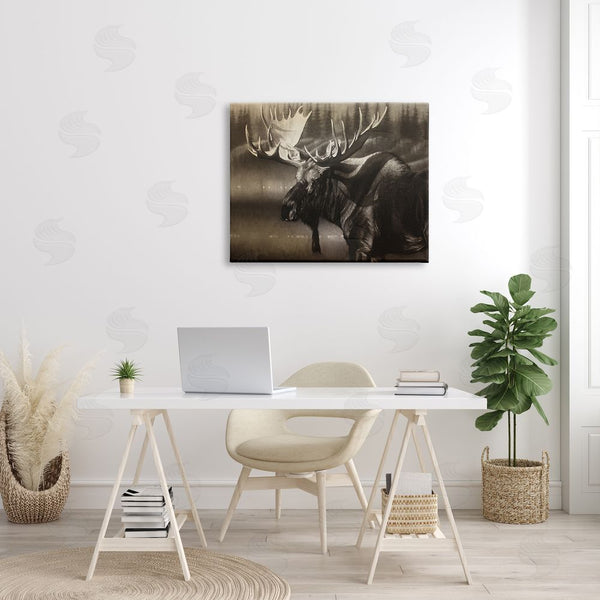 Stupell Industries Cole Johnson | Rustic Moose In Shadows Deep Forest Portrait Wall Art