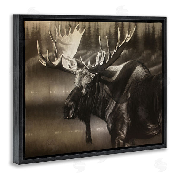 Stupell Industries Cole Johnson | Rustic Moose In Shadows Deep Forest Portrait Wall Art