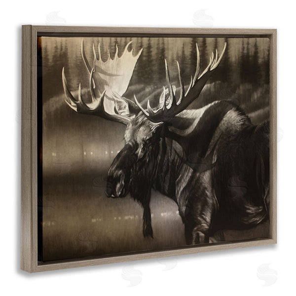 Stupell Industries Cole Johnson | Rustic Moose In Shadows Deep Forest Portrait Wall Art