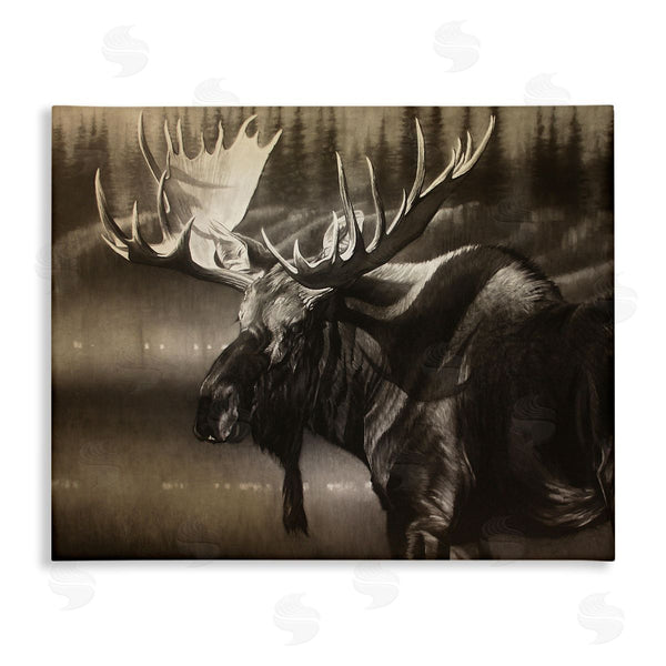 stupell industries Cole Johnson | Rustic Moose in Shadows Deep Forest Portrait Wall Art