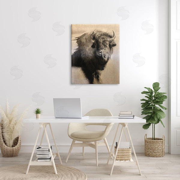 Stupell Industries Cole Johnson | Young Bull Vintage Portrait Realistic Rustic Drawing Wall Art