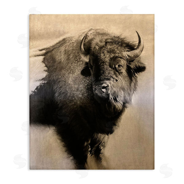 stupell industries Cole Johnson | Young Bull Vintage Portrait Realistic Rustic Drawing Wall Art