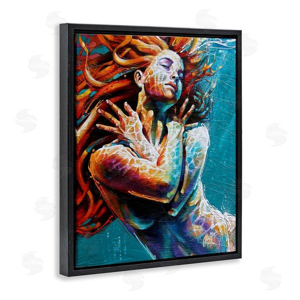 Stupell Industries Colin John Staples | Beautiful Vivid Woman Underwater Swimming Flowing Hair Wall Art