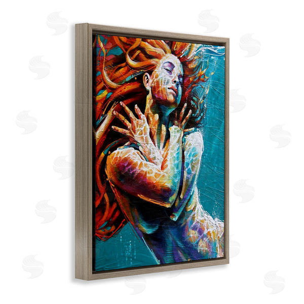 Stupell Industries Colin John Staples | Beautiful Vivid Woman Underwater Swimming Flowing Hair Wall Art