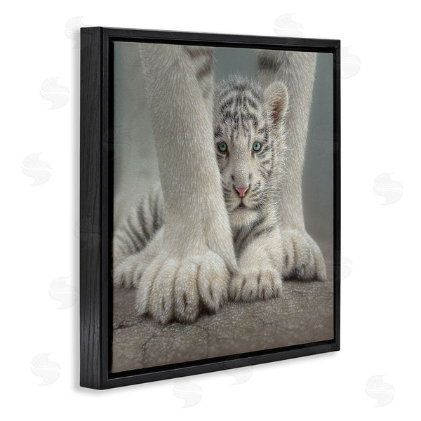 Stupell Industries Collin Bogle | Adorable Fuzzy Tiger Baby White Bengal With Mother Close Up Wall Art