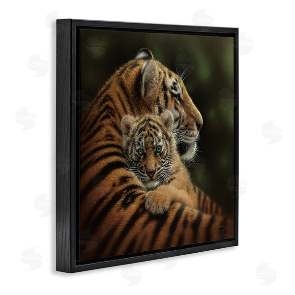 Stupell Industries Collin Bogle | Adorable Sweet Mom Tiger Holding Baby Cub Detailed Portrait Wall Art