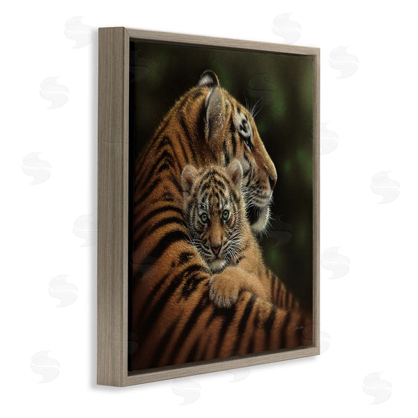 Stupell Industries Collin Bogle | Adorable Sweet Mom Tiger Holding Baby Cub Detailed Portrait Wall Art