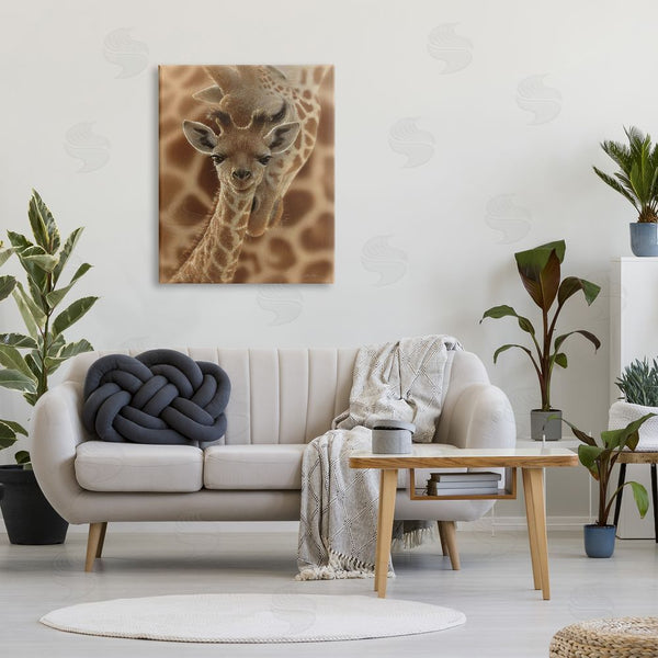 Stupell Industries Collin Bogle | Baby Giraffe With Mother Patterned Safari Animal Hug Wall Art