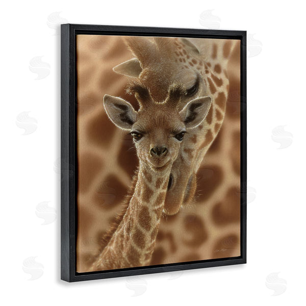 Stupell Industries Collin Bogle | Baby Giraffe With Mother Patterned Safari Animal Hug Wall Art