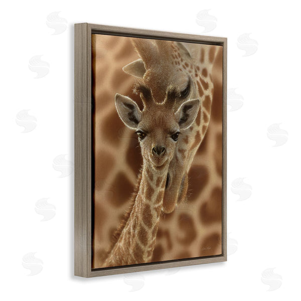 Stupell Industries Collin Bogle | Baby Giraffe With Mother Patterned Safari Animal Hug Wall Art