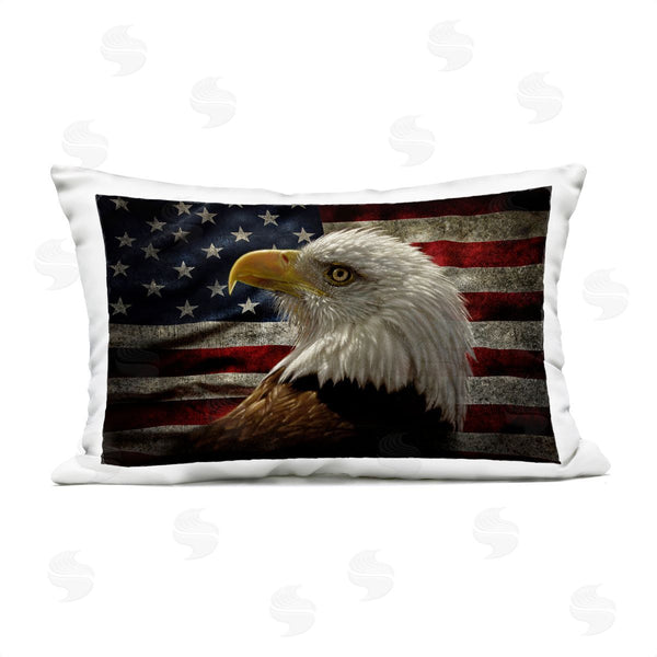 Stupell Industries Collin Bogle | Bald Eagle Over Flag Printed Throw Pillow