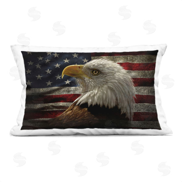 stupell industries Collin Bogle | Bald Eagle over Flag Printed Throw Pillow