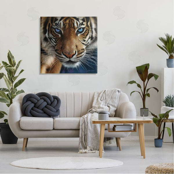 Stupell Industries Collin Bogle | Blue Eyed Beautiful Fierce Tiger Close Up Detailed Portrait Wall Art