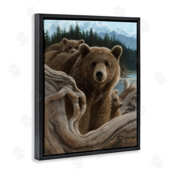 Stupell Industries Collin Bogle | Brown Bears Rustic Animal Family Tree Forest Lake Wall Art