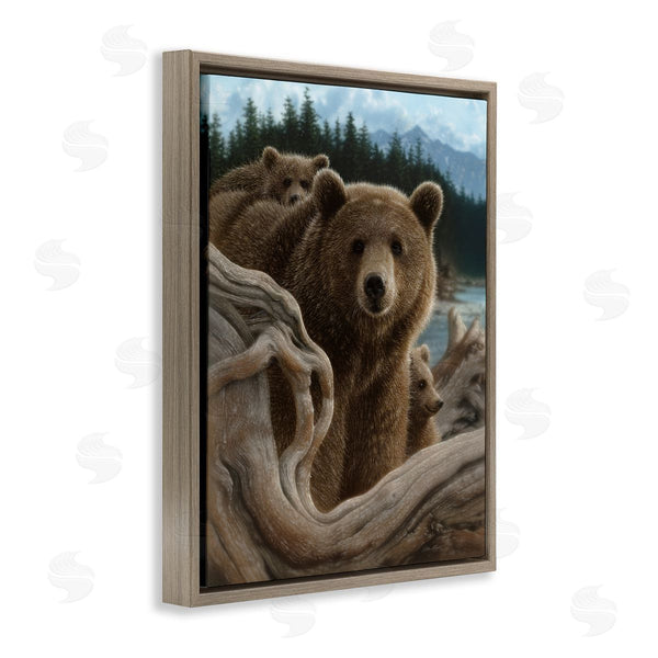Stupell Industries Collin Bogle | Brown Bears Rustic Animal Family Tree Forest Lake Wall Art