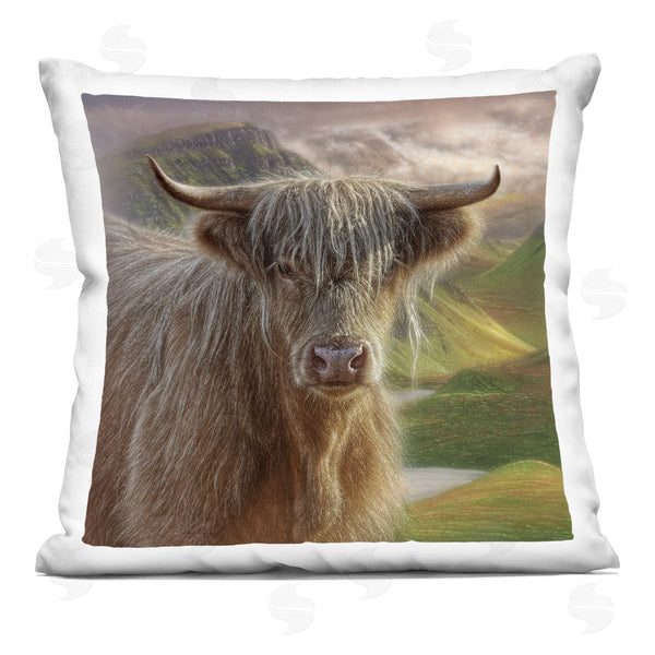 stupell industries Collin Bogle | Butterscotch Highland Cow Printed Throw Pillow