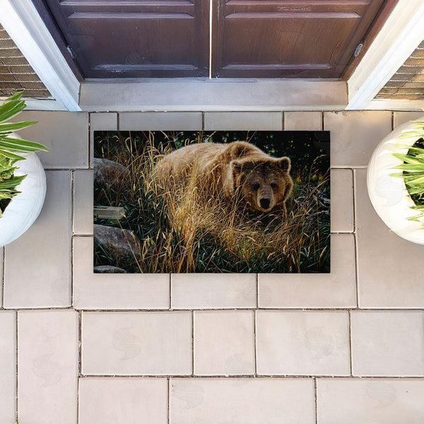 Stupell Industries Collin Bogle | Crossing Paths Brown Bear Non-Woven Door Mat