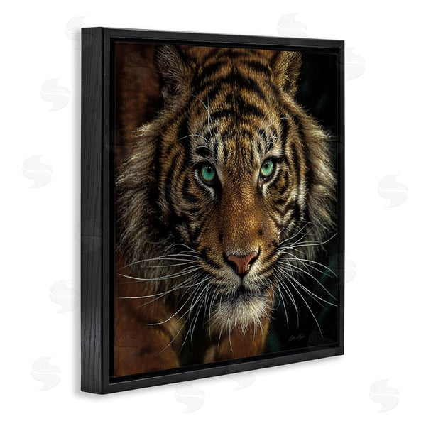 Stupell Industries Collin Bogle | Fierce Wild Tiger Crouching Green Eyes Detailed Portrait Wall Art