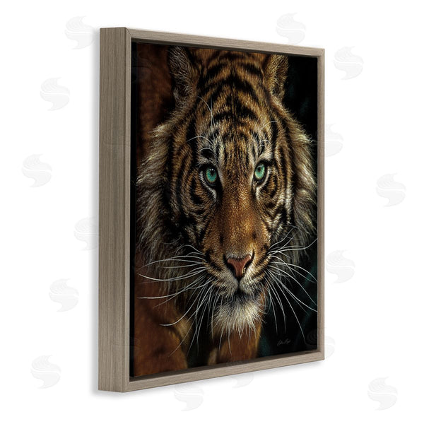 Stupell Industries Collin Bogle | Fierce Wild Tiger Crouching Green Eyes Detailed Portrait Wall Art