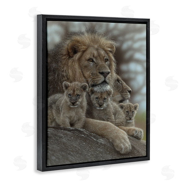 Stupell Industries Collin Bogle | King Lion Baby Cubs Wild Safari Animal Family Wall Art