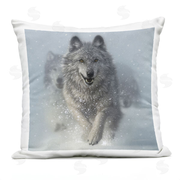 Stupell Industries Collin Bogle | Snow Plow Running Wolf Pack Printed Throw Pillow