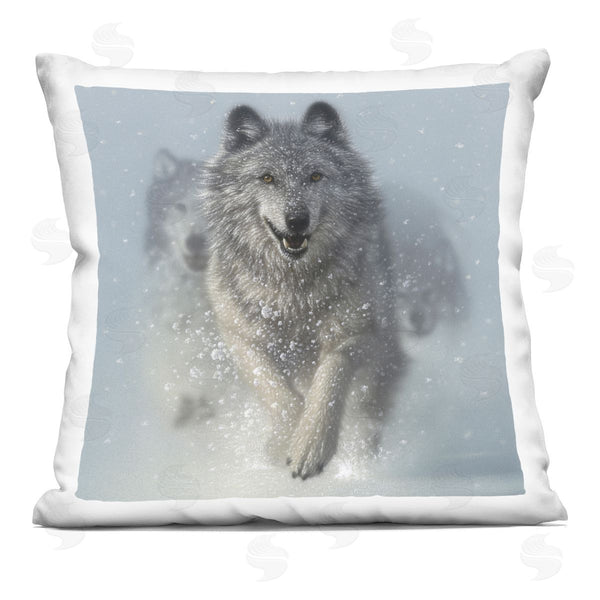 stupell industries Collin Bogle | Snow Plow Running Wolf Pack Printed Throw Pillow