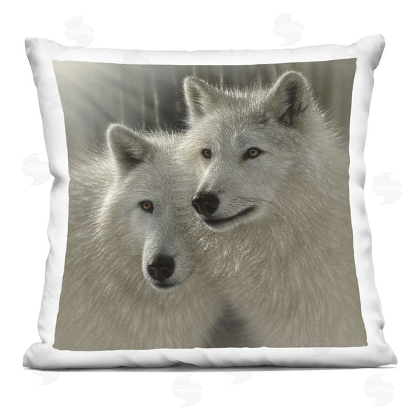 stupell industries Collin Bogle | Sunlit Soulmates Wolves Printed Throw Pillow