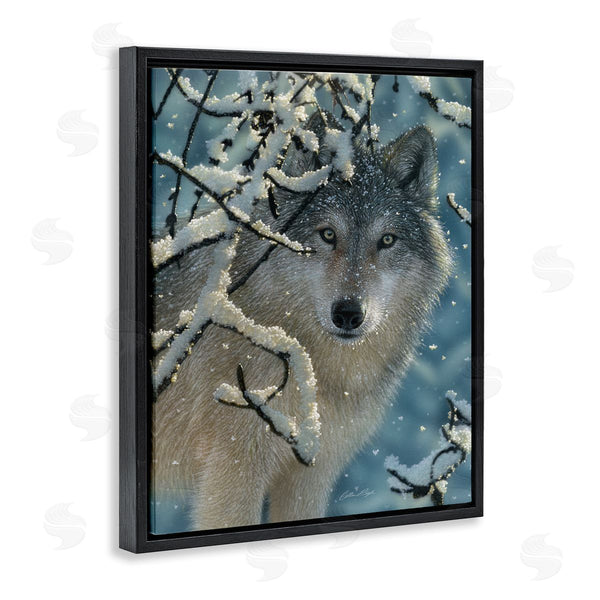 Stupell Industries Collin Bogle | Wolf Behind Snowy Branches Winter Wild Forest Animal Wall Art