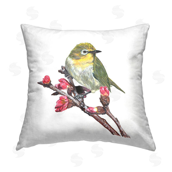 stupell industries Connie Resch | Bird on Floral Branch Printed Throw Pillow