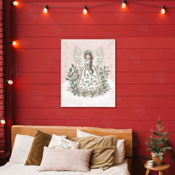 Stupell Industries Connie Summers | Christmas Angel With Botanicals