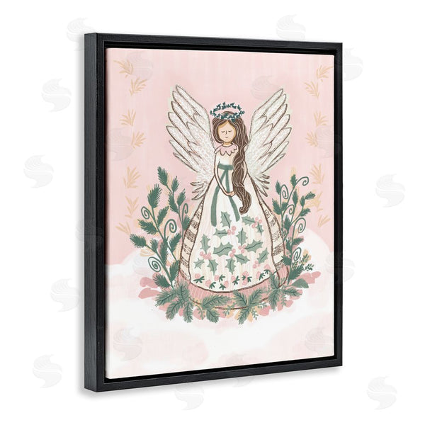 Stupell Industries Connie Summers | Christmas Angel With Botanicals