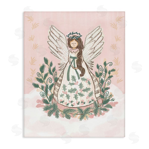 stupell industries Connie Summers | Christmas Angel with Botanicals