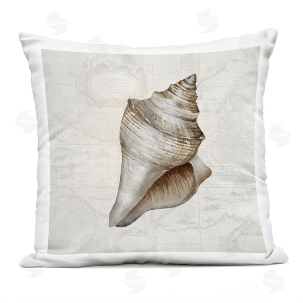 Stupell Industries Conrad Knutsen | Conch Shell Over Vintage Map Printed Throw Pillow