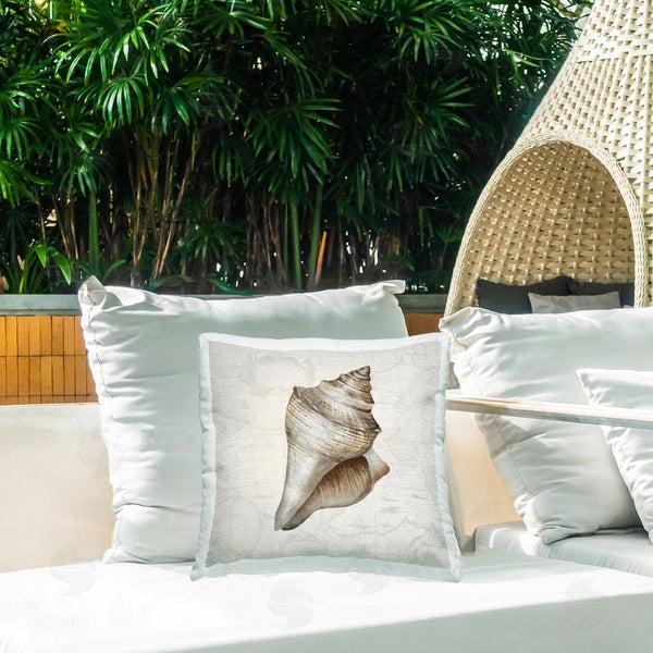 Stupell Industries Conrad Knutsen | Conch Shell Over Vintage Map Printed Throw Pillow