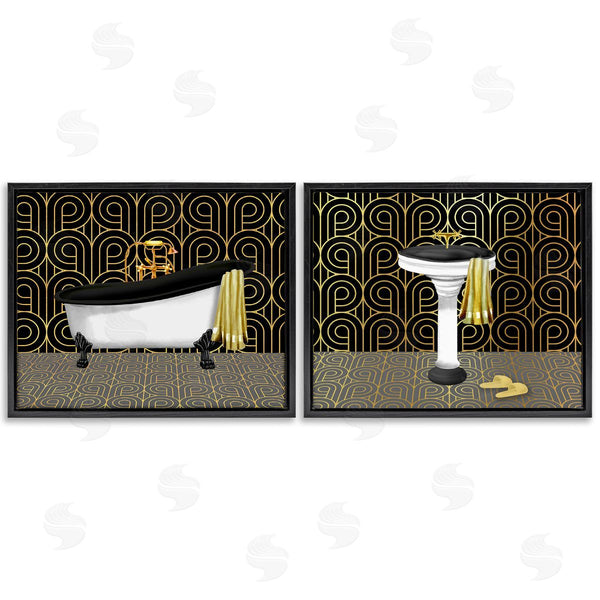 Stupell Industries Conrad Knutsen | Elegant Geometric Deco Bathroom