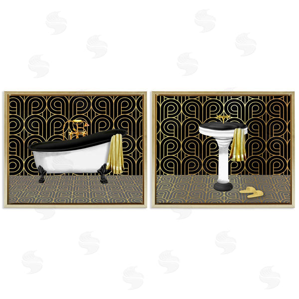 Stupell Industries Conrad Knutsen | Elegant Geometric Deco Bathroom