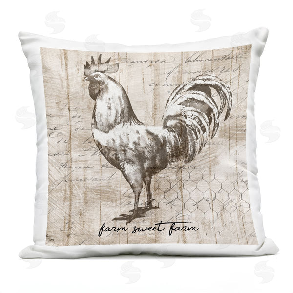Stupell Industries Conrad Knutsen | Farm Sweet Farm Phrase Vintage Rooster And Text Printed Throw Pillow