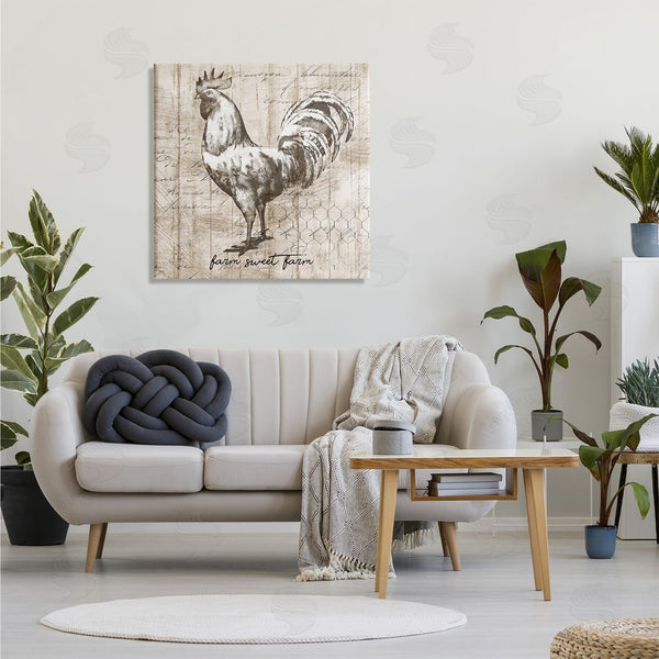 Stupell Industries Conrad Knutsen | Farm Sweet Farm Phrase Vintage Rooster And Text Wall Art
