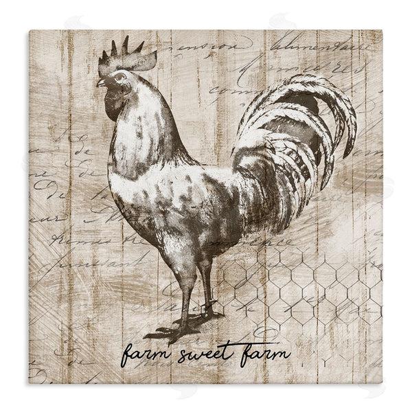 stupell industries Conrad Knutsen | Farm Sweet Farm Phrase Vintage Rooster and Text Wall Art